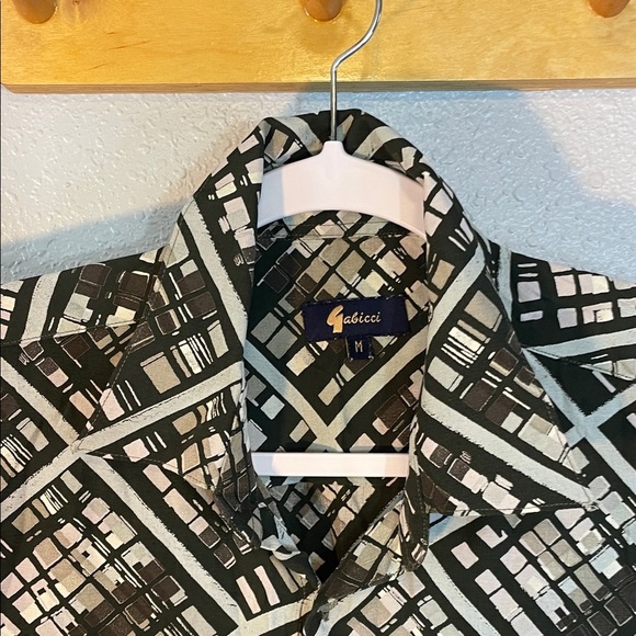 Vintage Gabicci Geometric Print Short Sleeve Button-Up Shirt – Size M - Picture 3 of 12